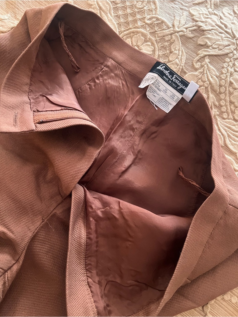 Salvatore Ferragamo Women's High-rise Brown Textured Pants